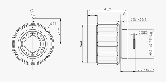 FWD-35 35mm EFL LWIR 8-12μm 파장과 아테르마일화 된 디자인으로 모터화 된 확대 렌즈